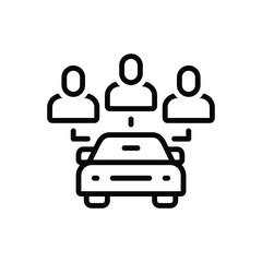 Black line icon for ride sharing