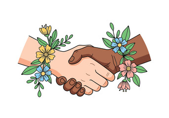 Handshake in Bloom Partnership and Nature's Harmony