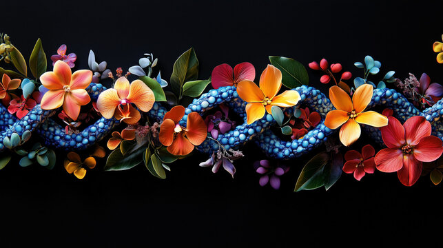 DNA Strand Unraveling in Colorful Scientific Discovery Visualization Futuristic Concept 