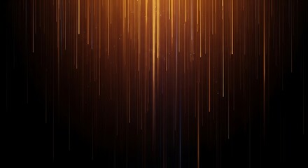 Abstract orange glowing lines falling on black background