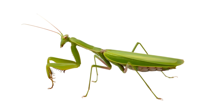 Green praying mantis insect hunting