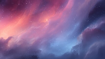 Colorful galaxy illustration with pink blue and purple hues and star clusters