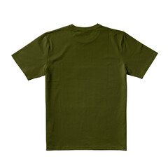 Apparel Mockup of High-Quality Blank Olive T-Shirt Back View Template on White Transparent Background 