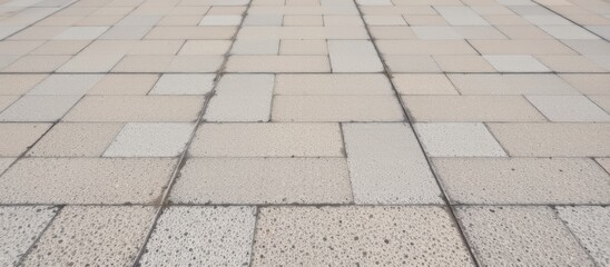 Gray textured paving stones in a geometric pattern.