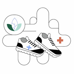 Running shoes representing health and wellness concepts