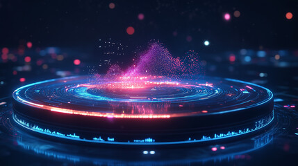 Personalized Learning Visualization in Futuristic Holographic Display Digital Data Interface 