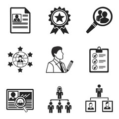 Set of nine human resource business icons