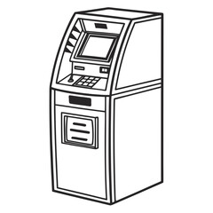 Simple line art drawing of an atm machine