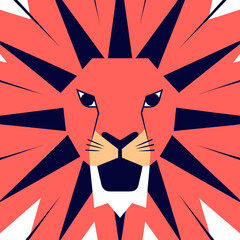 Stylized orange lion face with dark spiky mane