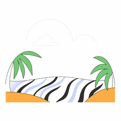 Tropical beach with a zebra striped ocean