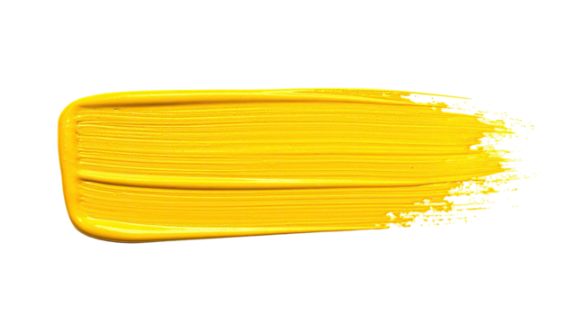 Stroke of thick, bright yellow paint, isolated on black ground