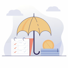 Umbrella protecting financial planning and checklist