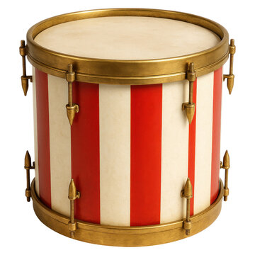 Circus Drum Red White Stripes Gold Accents