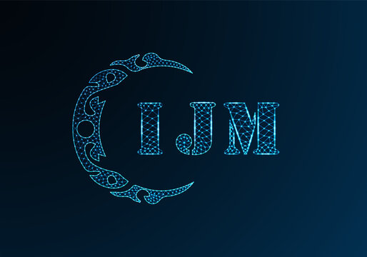 Low poly letter logo IJM design. IJM letter logo low poly vector design on blue color gradient background. IJM logo low poly design