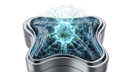 Abstract representation of artificial intelligence isolated on transparent background