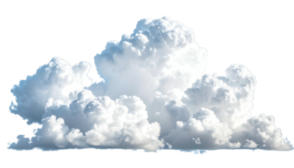 Fluffy, isolated, bright white cumulus cloud against black