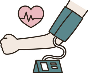 血圧計で血圧を測るイラスト