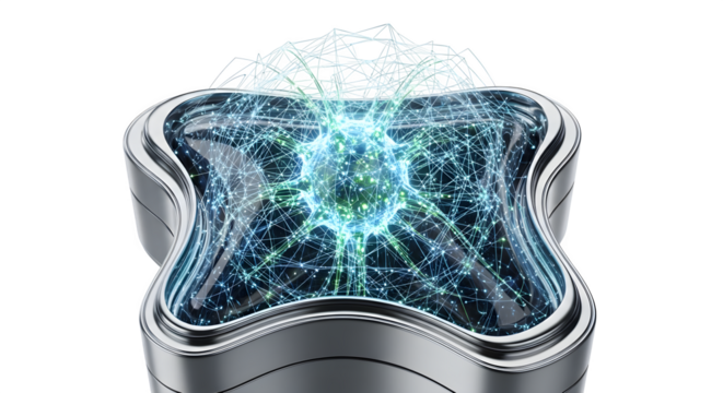 Abstract representation of artificial intelligence isolated on transparent background