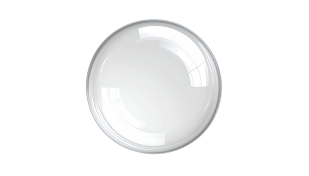 Glossy white sphere on black, subtle gradient highlights