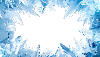 Frozen frame icy crystals surround a dark, jagged center