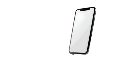 Modern smartphone with blank, bright screen on stark black background