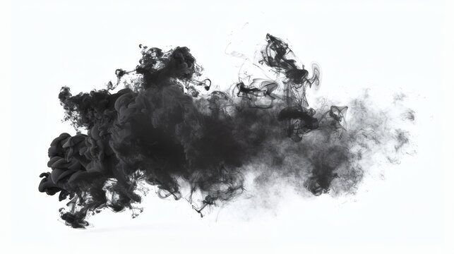 Abstract black ink swirling in water against white background - Powered by Adobe