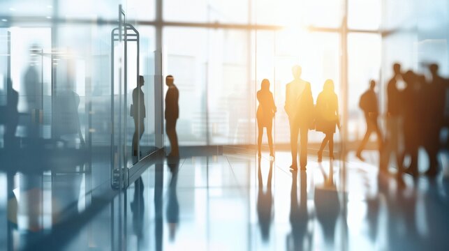 Business people silhouettes in a modern office building