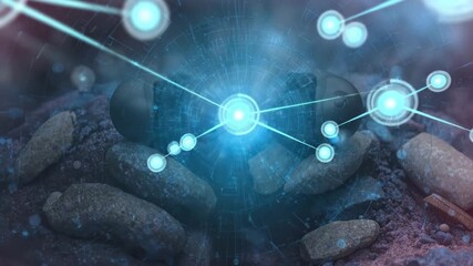 Global digital network connection concept illustrates worldwide social communication technology design on a blue backdrop - Powered by Adobe