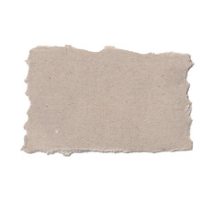 Horizontal Ripped Cardboard Fragment Isolated. Rustic Beige Recycled Paper Element with Torn Edges PNG.
