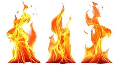 Three vibrant, stylized flames dance against a black background