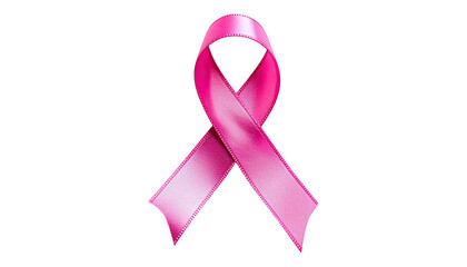 Pink ribbon symbolizing breast cancer awareness on black background