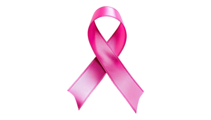 Pink ribbon symbolizing breast cancer awareness on black background