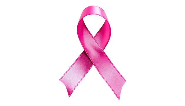 Pink ribbon symbolizing breast cancer awareness on black background