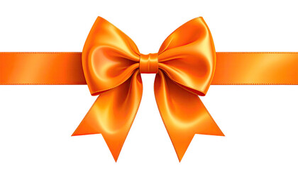Gleaming satin orange bow and ribbon against a dark background