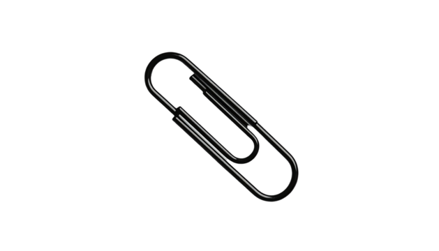 Metal paperclip angled in stark contrast against black backdrop