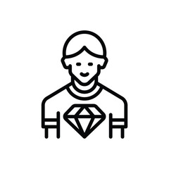 Black line icon for valued employee