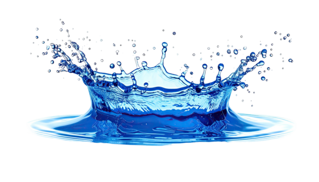 Water crowns as it splashes upwards in a radial pattern