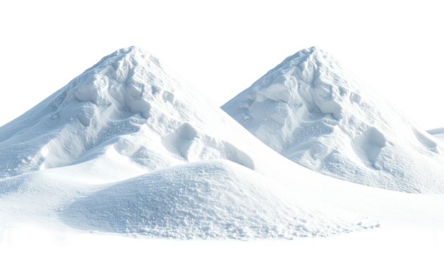 Two snowy peaks stand against the black backdrop