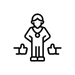 Black line icon for employee recognition