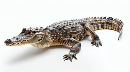 Naklejka premium Spectacular juvenile crocodile isolated on white background