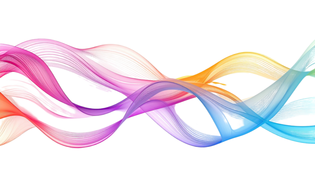 Swirling, colorful, abstract bands against a black background