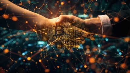 Bitcoin transaction: a digital handshake in the city lights