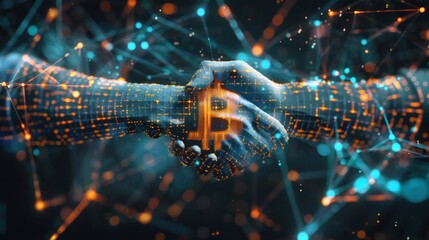 Digital hands in a bitcoin deal: crypto transaction visualization
