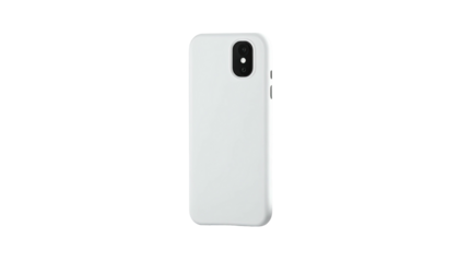 White smartphone with case against a black background