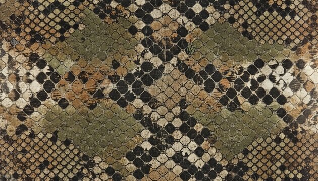 Python snake print skin pattern with intricate scales, natural texture, and metallic sheen, for fashion, textile, or design use - Powered by Adobe