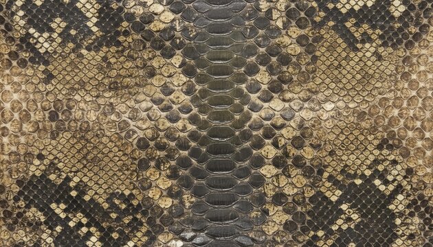 Python snake print skin pattern with intricate scales, natural texture, and metallic sheen, for fashion, textile, or design use - Powered by Adobe