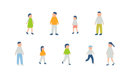 秋を過ごす子どもたちのイラストセット