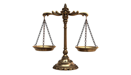 Ornate golden scales, equilibrium, justice, on black background