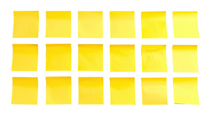 Yellow sticky notes arranged in grid on black background