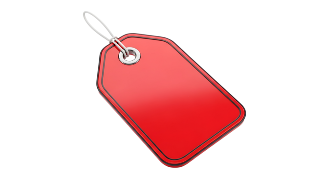 Shiny red tag with white string label price